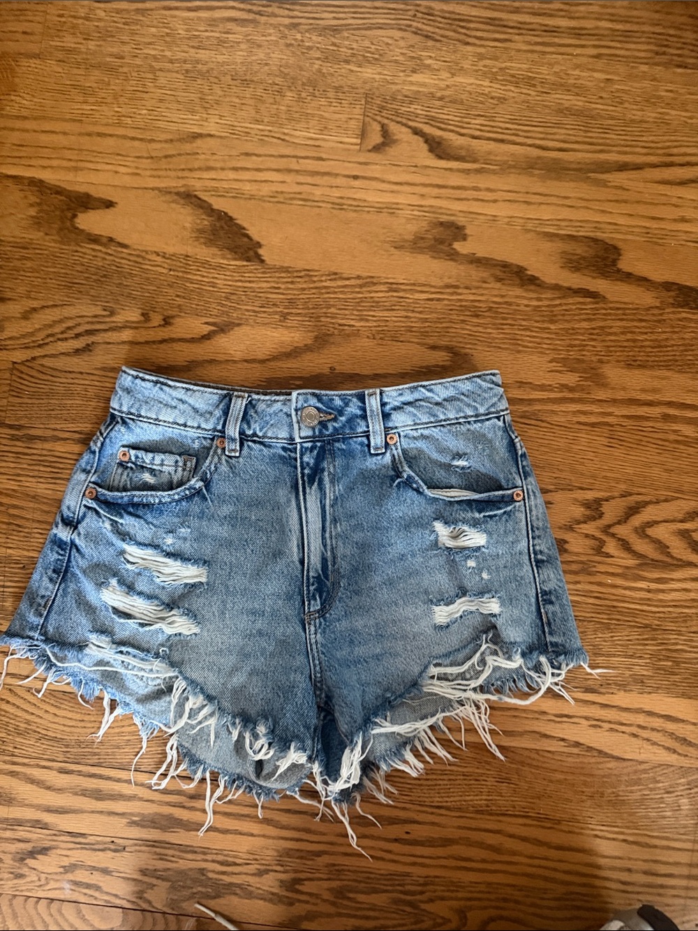 PacSun Light Blue Distressed High-Rise Denim Shorts